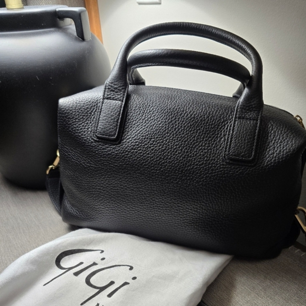 GiGi New York Black Pebbled Leather Dome Satchel - Picture 6 of 7